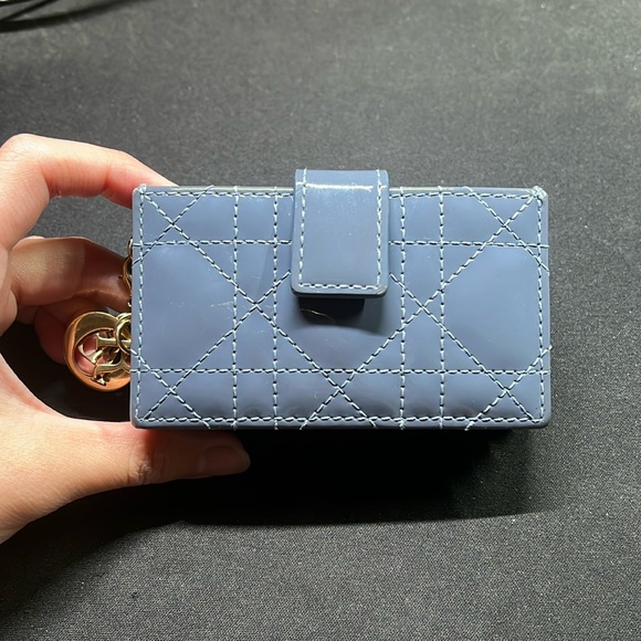 Lady Dior calfskin card holder sky blue color - Picture 1 of 9